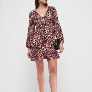 Express Mini Dress, Leopard Print ,Tie front , Ruffle hem size S